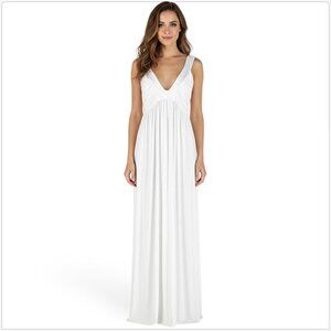 Rachel Pally Long White Empire Waist Sleeveless Modal Stretch Knit Maxi Dress S